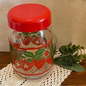 Vintage Glass Jar with Lid Strawberries